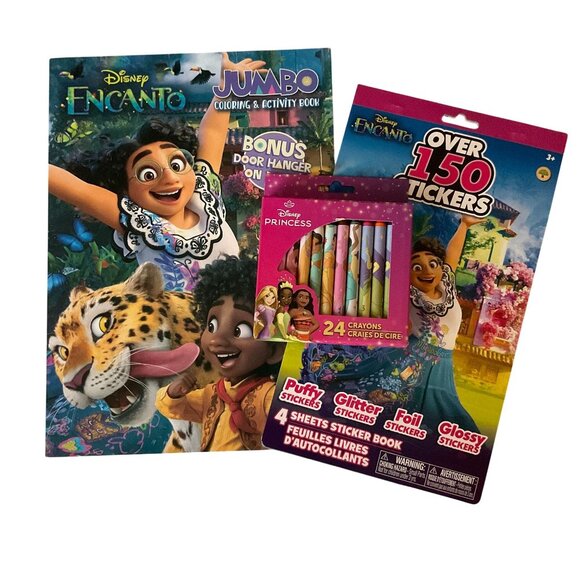 Disney Other - Disney Encanto Activity Set With Jumbo Coloring Book Stickers & 24 Crayons